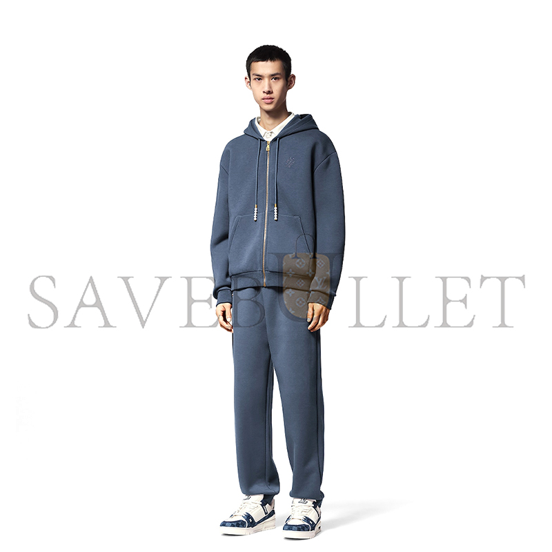 LOUIS VUITTON EMBROIDERED ZIPPED JERSEY HOODIE 1AFRB1